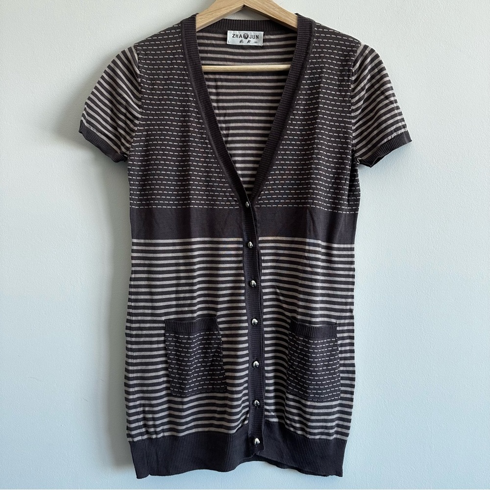 Zhao Jun Mulberry Silk Blended Short Sleeve  Cardigan